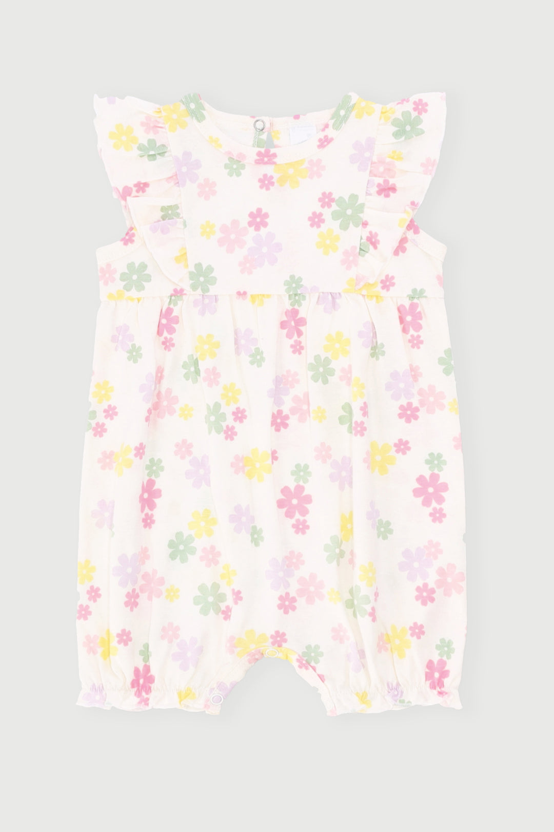 Baby Girls Frill Detail Floral Romper - Cream