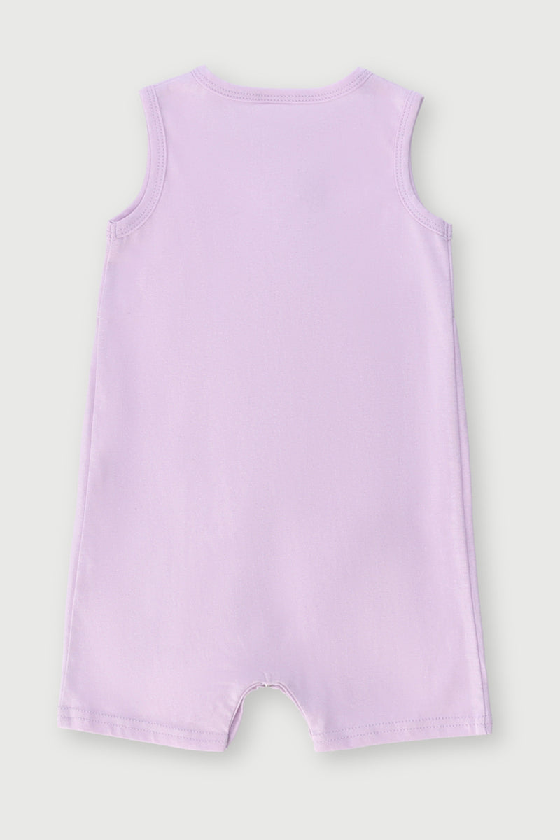 Baby Girls Short Sleeve Slogan Romper - Lilac