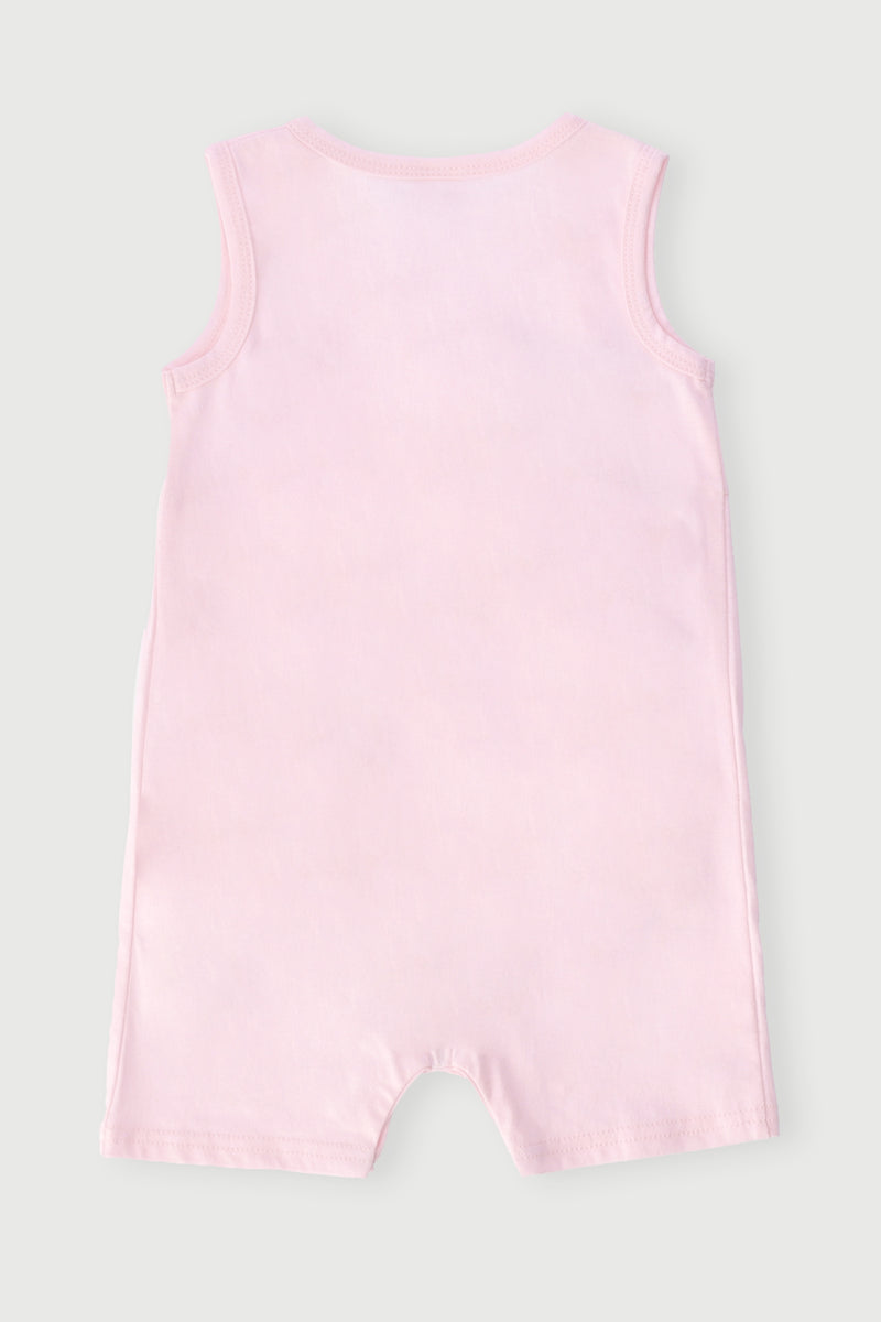 Baby Girls Short Sleeve Slogan Romper - Light Pink