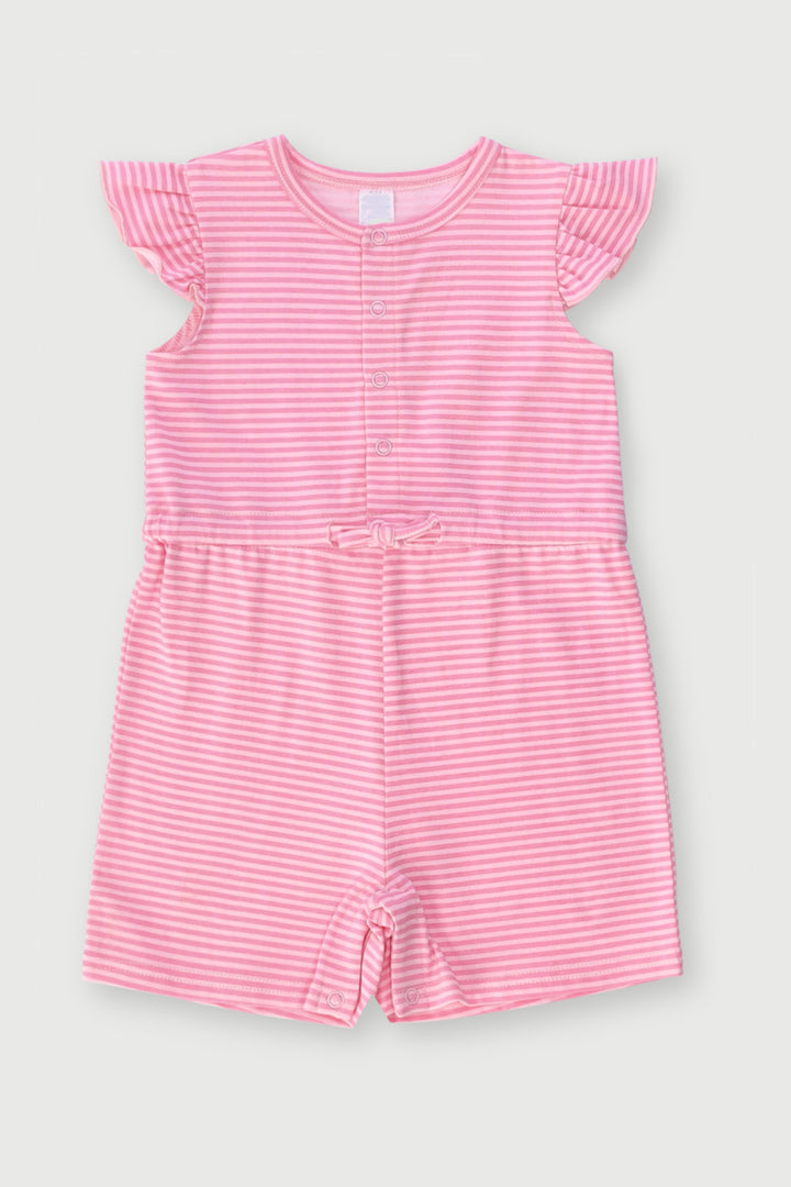 Baby Girls Stripes Fashion Jumpsuit - Pink