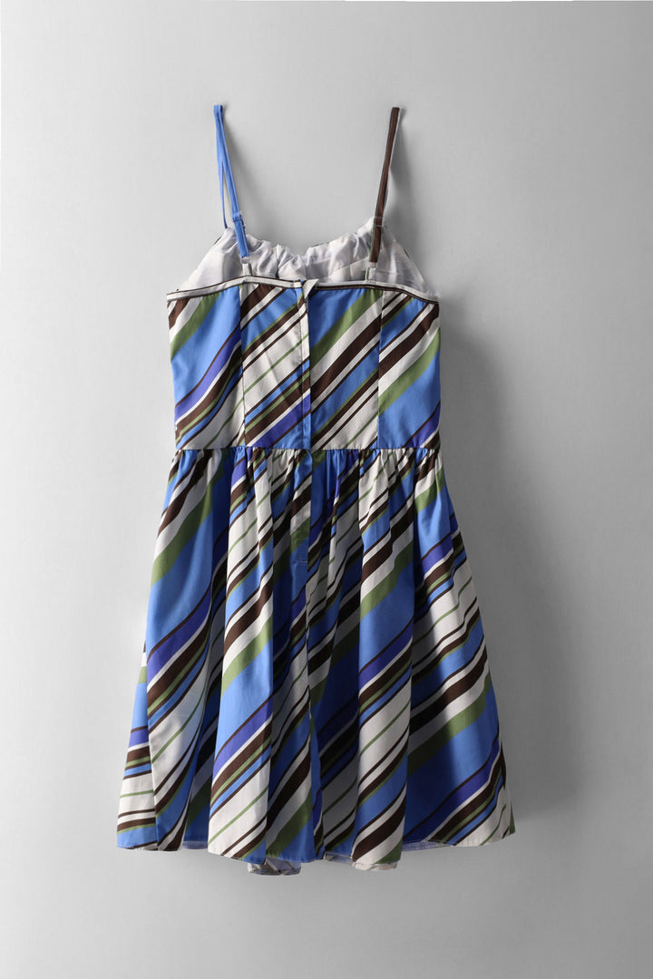 Girls Strappy Woven Striped Dress - Multi