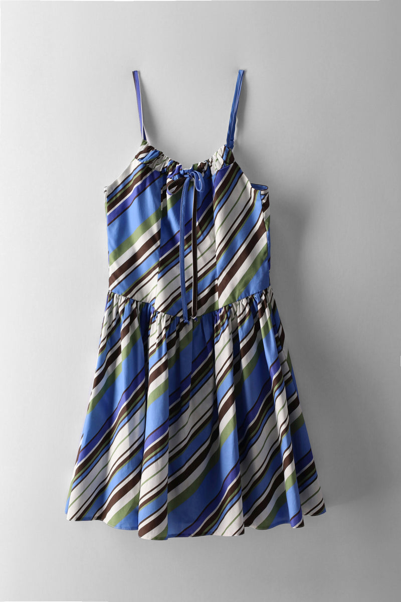 Girls Strappy Woven Striped Dress - Multi
