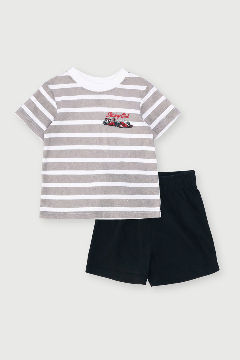 Baby Boys Cars Knit Set - Grey Melange