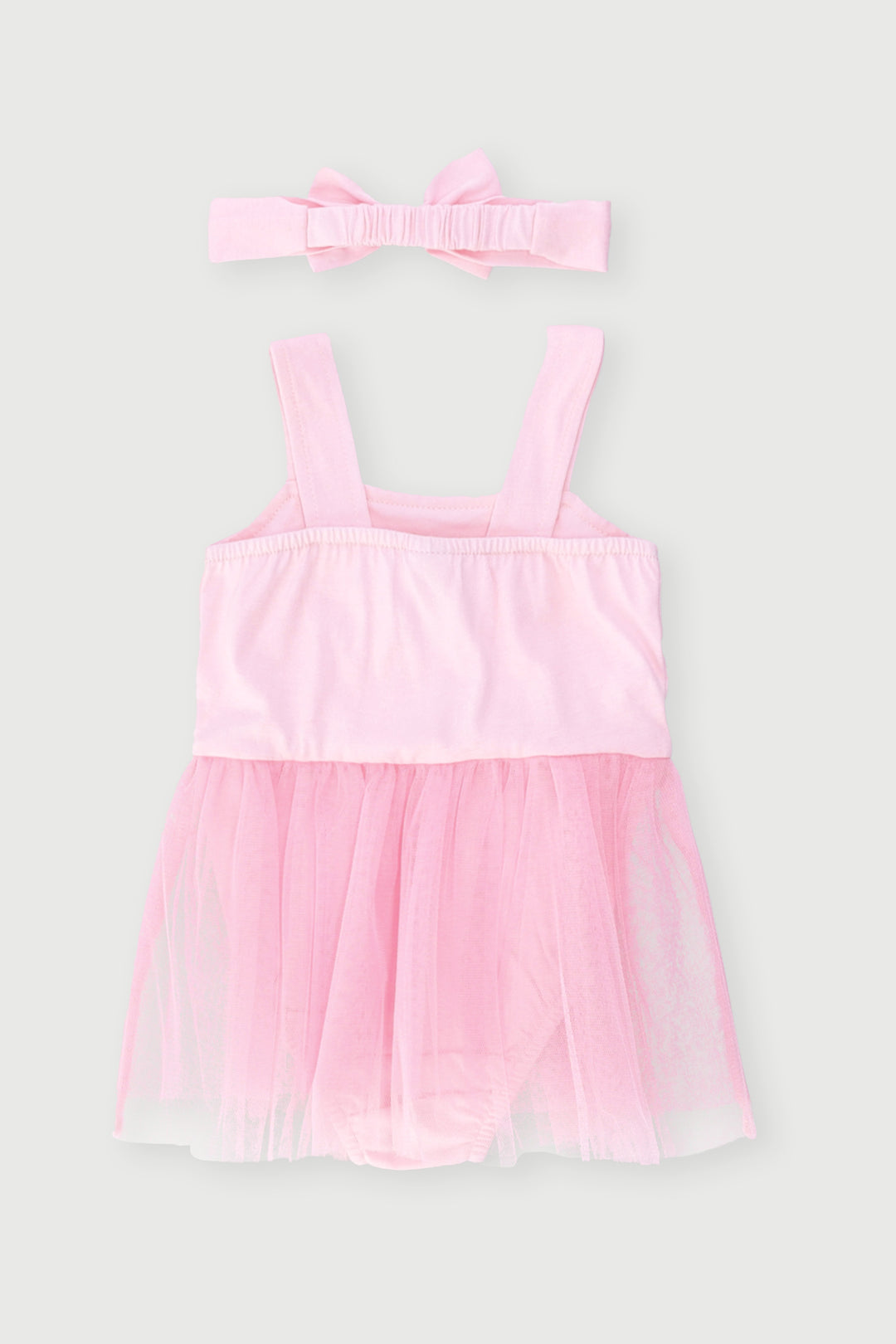 Baby Girls Tulle Bow Fashion Romper - Pink