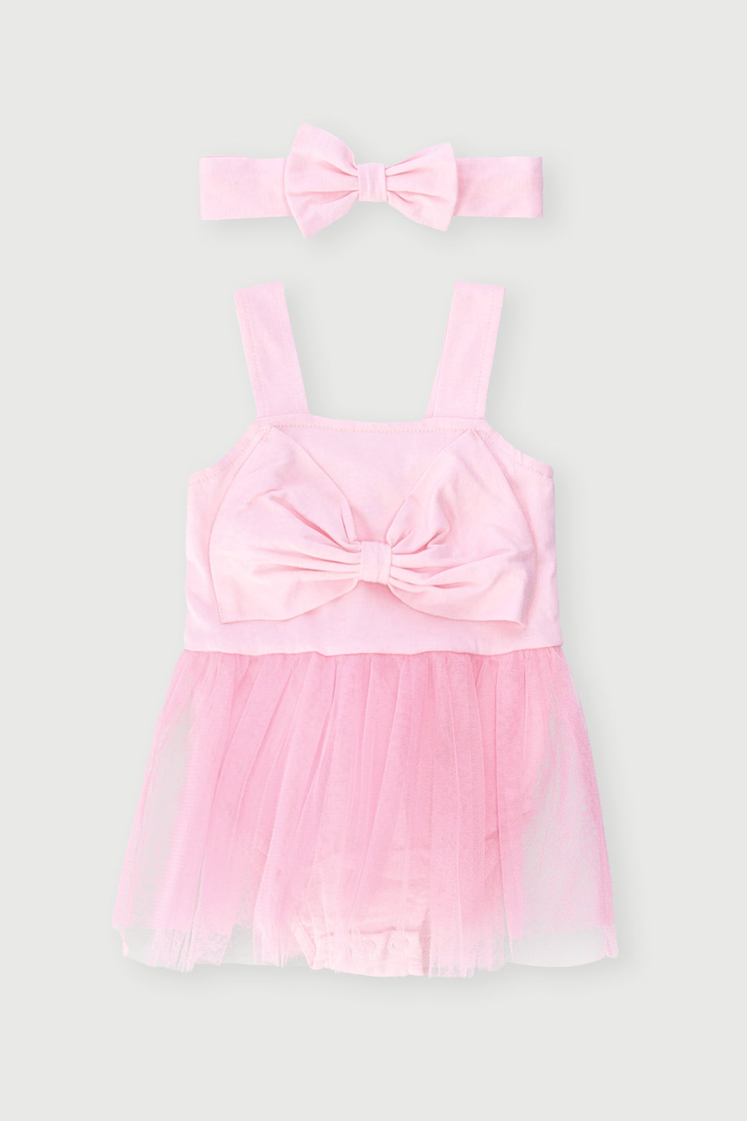 Baby Girls Tulle Bow Fashion Romper - Pink