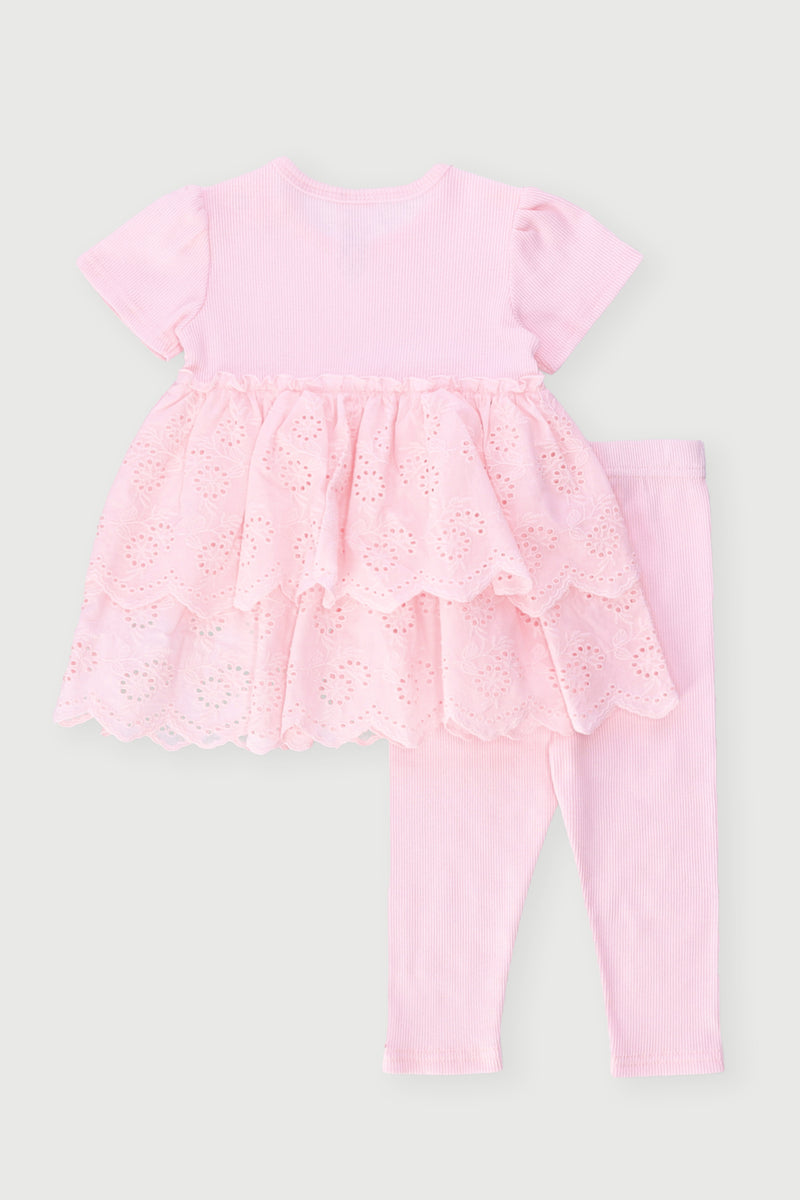 Baby Girls Anglaise Woven Set - Pink