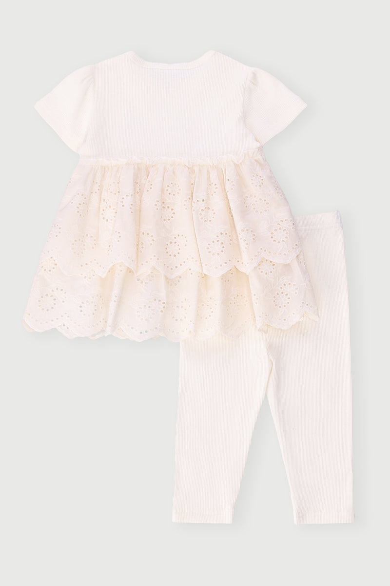 Baby Girls Anglaise Woven Set - Cream
