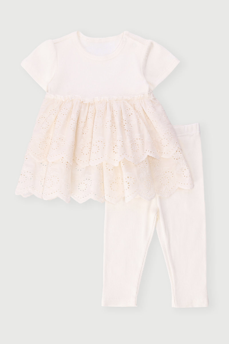 Baby Girls Anglaise Woven Set - Cream