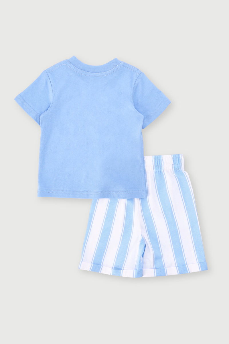 Baby Boys Here Comes Trouble Knit Set - Light Blue