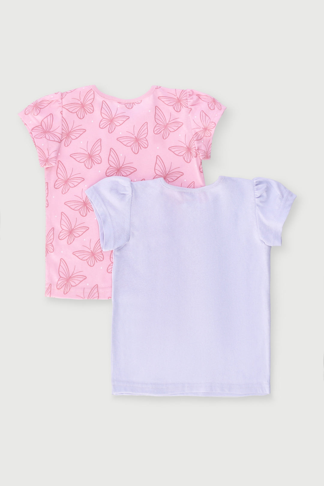 Baby Girls 2 Pack Butterflies Print Tee - Pastel Blue/Pink