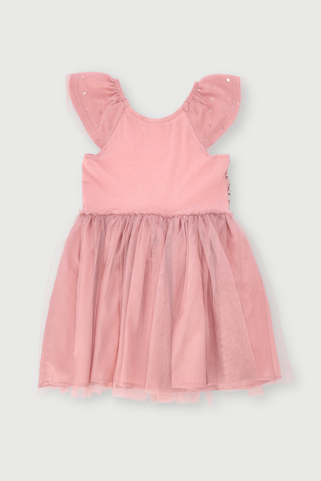Pre-Girls Sequins Mesh Party Dress - Blush