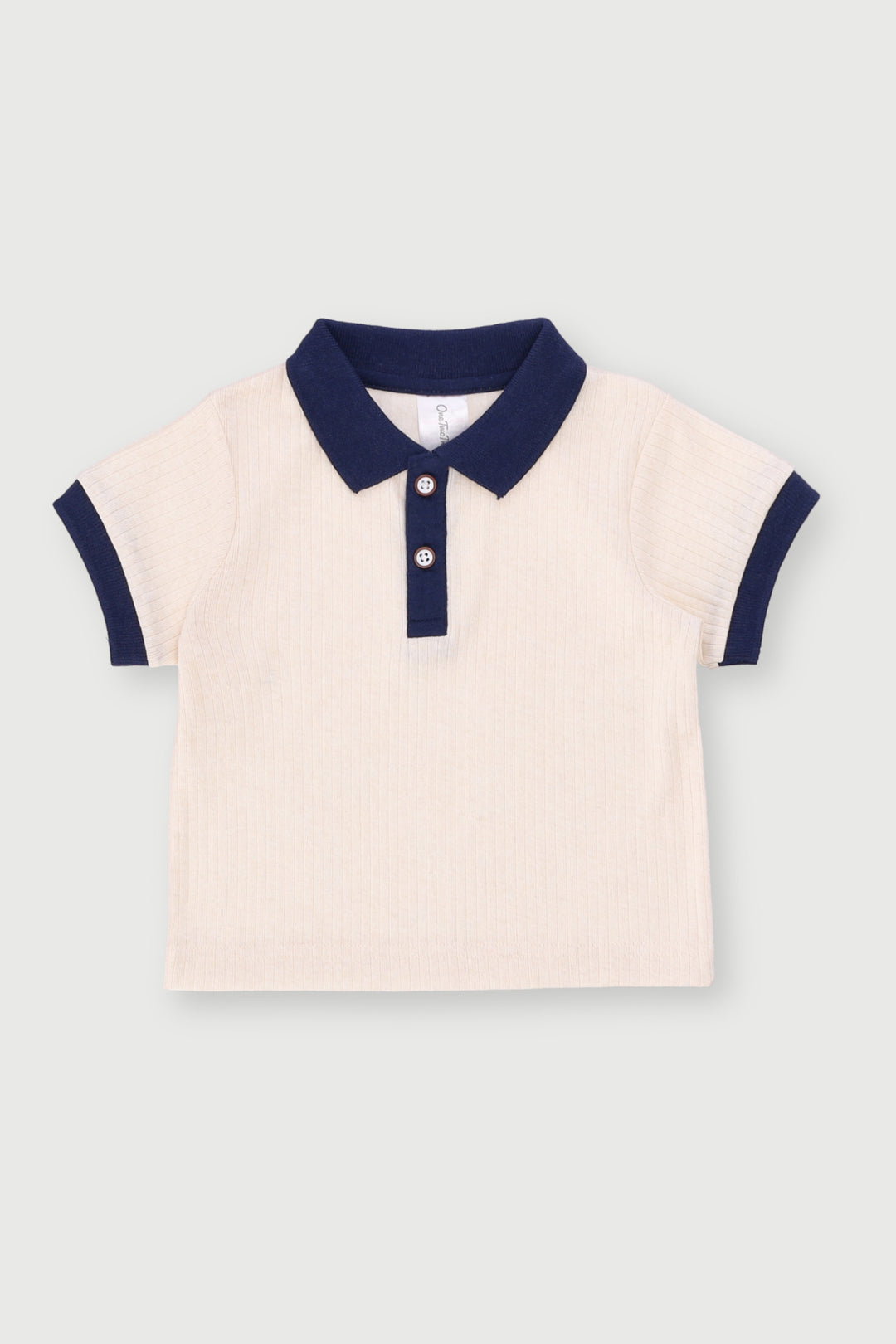 Baby Boys Textured Golfer - Cream/Navy