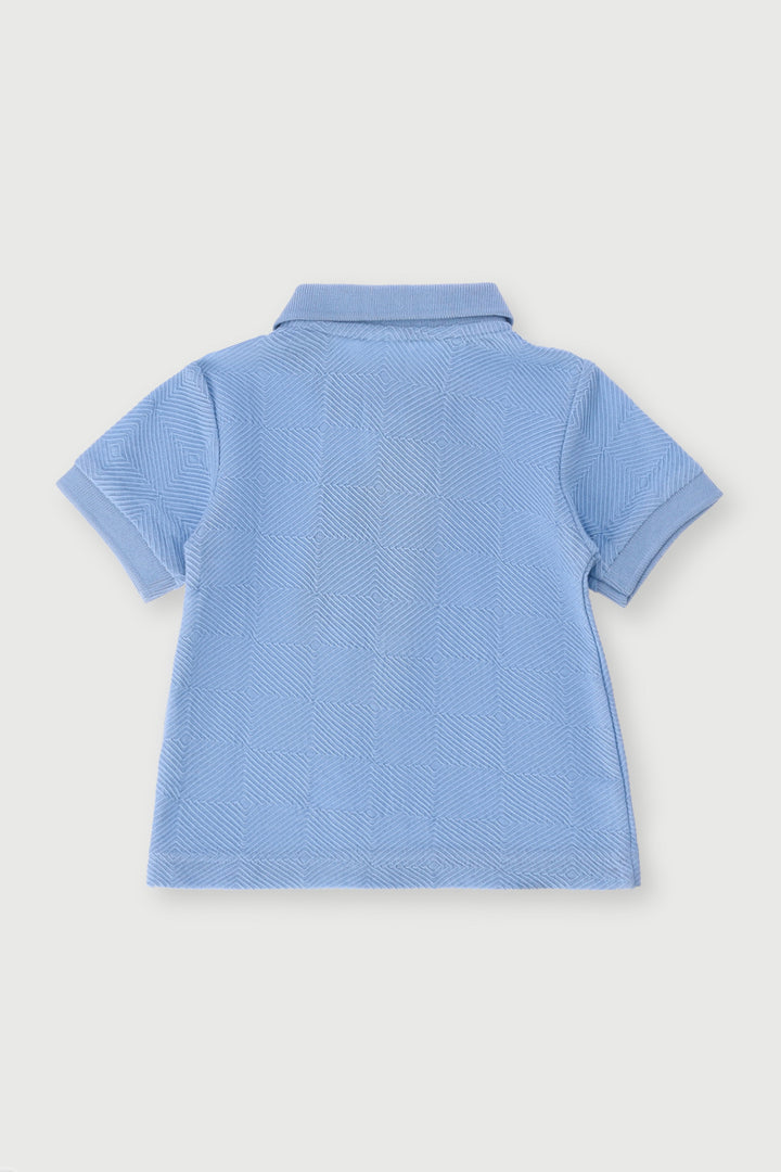 Baby Boys Textured Jacquard Golfer - Blue Bell