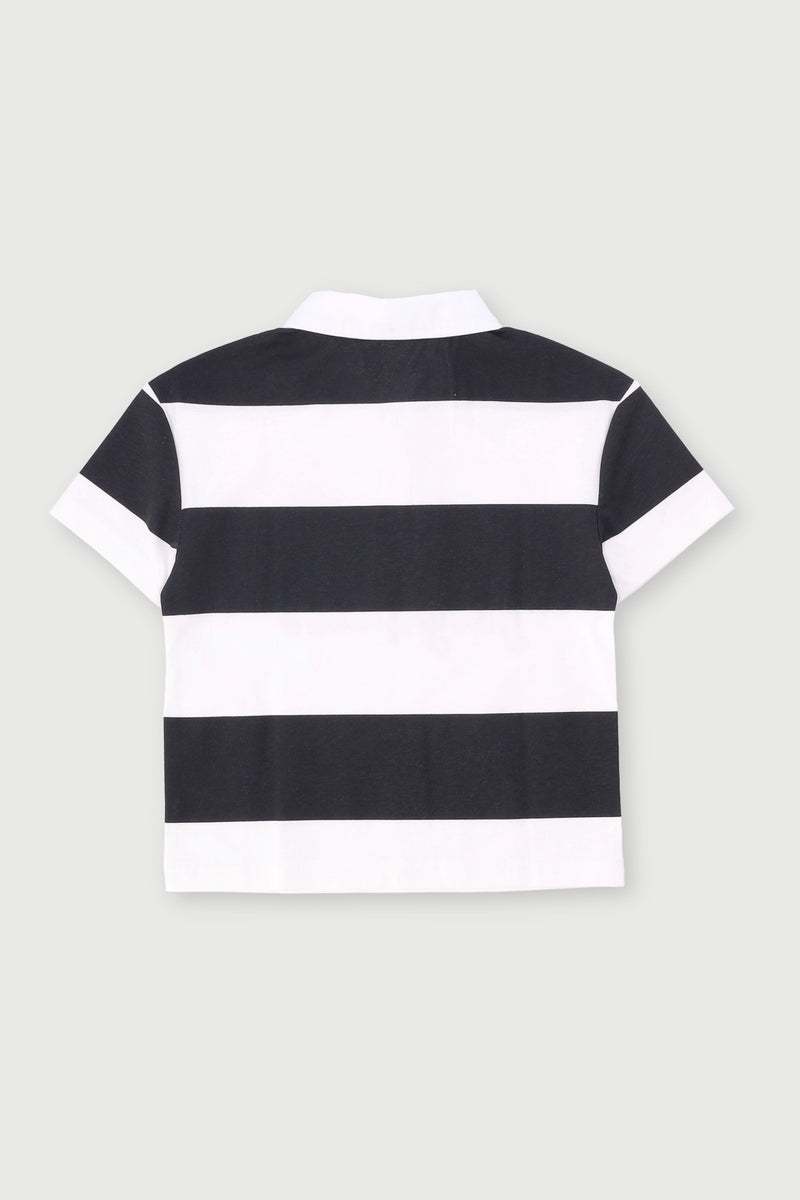 Pre-Boys Wide Striped Golfer - Black