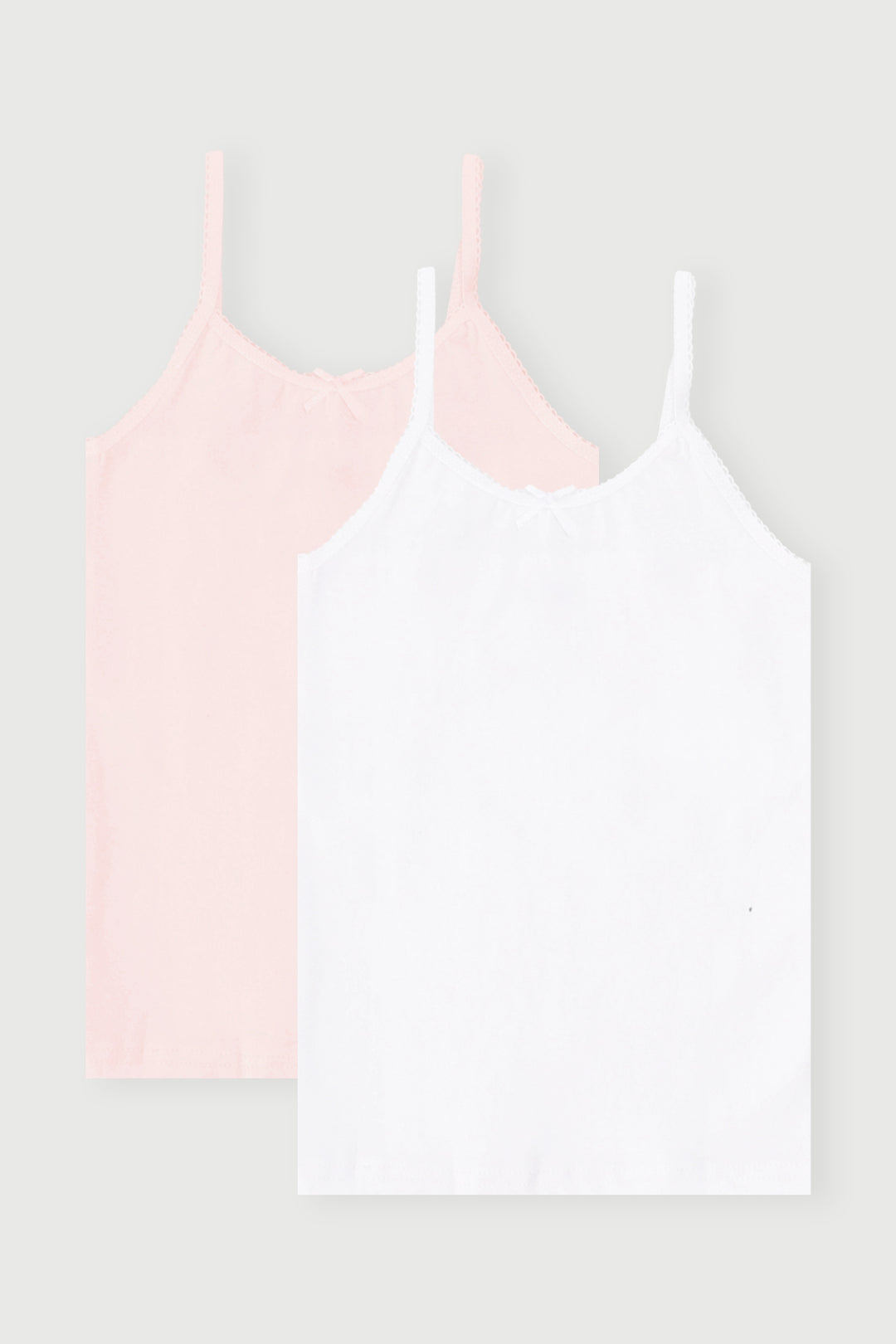 Pre-Girls 2 Pack Sleeveless Cotton Vest - Pink/White