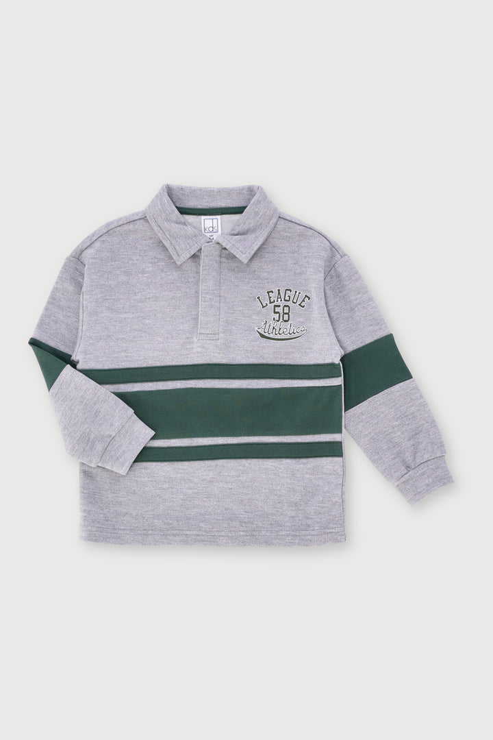 Pre-Boys Long Sleeve Athletic Golfer - Grey Melange