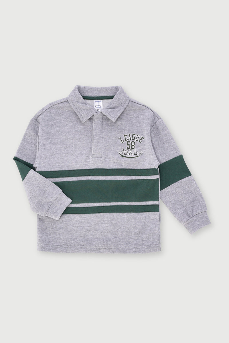 Pre-Boys Long Sleeve Athletic Golfer - Grey Melange
