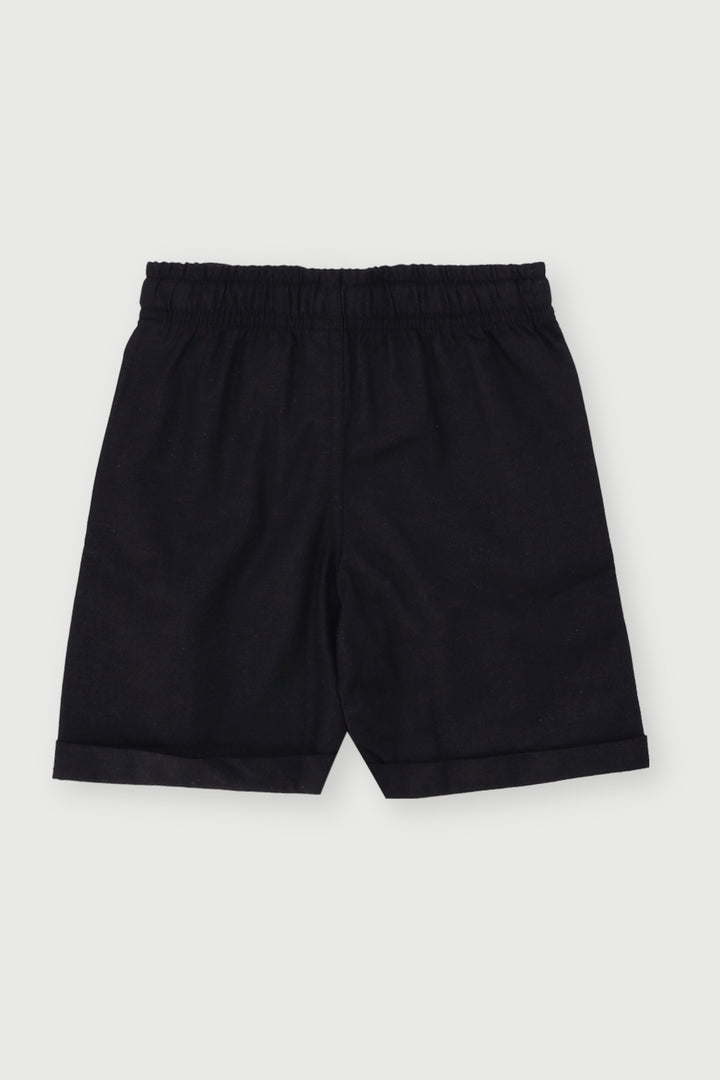 Pre-Boys Palm Linen Short - Black