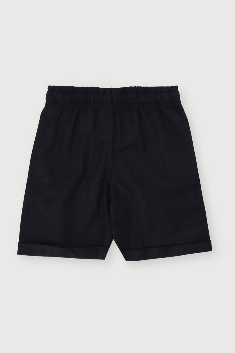 Pre-Boys Palm Linen Short - Black
