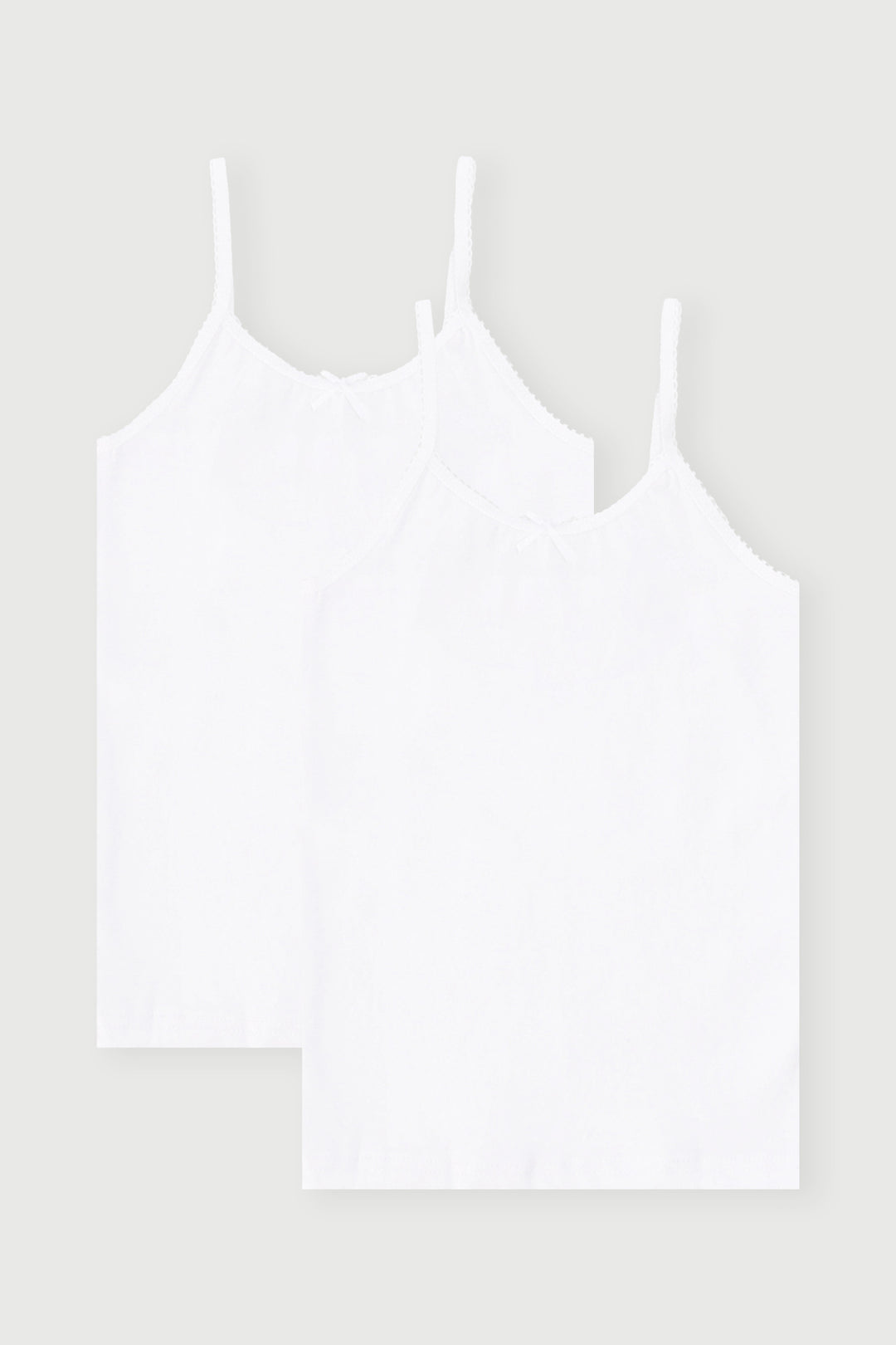 Pre-Girls 2 Pack Sleeveless Cotton Vest - White
