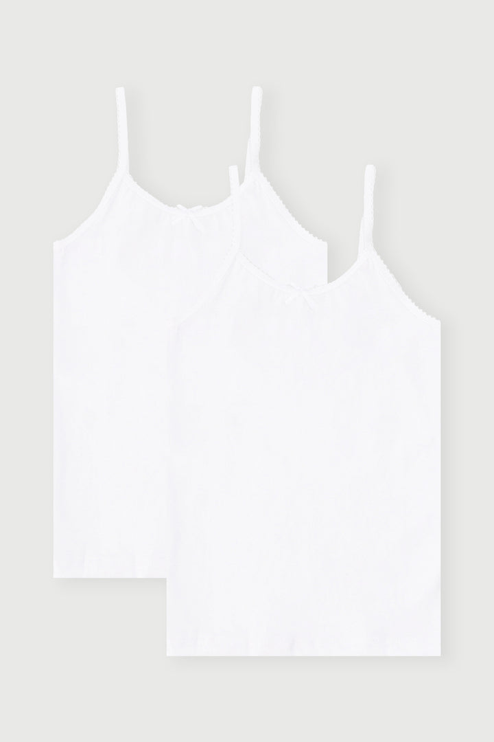 Pre-Girls 2 Pack Sleeveless Cotton Vest - White