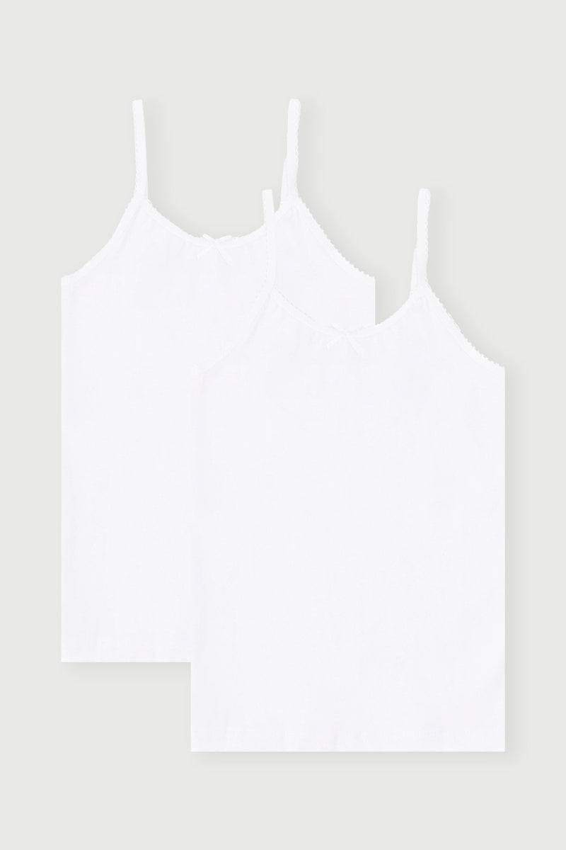 Pre-Girls 2 Pack Sleeveless Cotton Vest - White