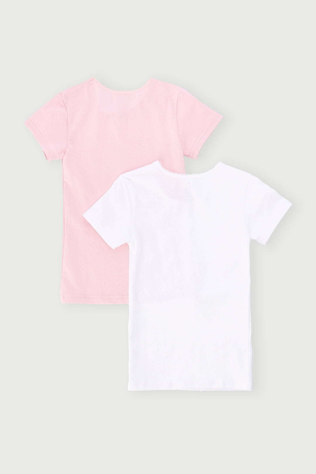 Pre-Girls 2 Pack Short Sleeve Cotton Vest - Pink/White