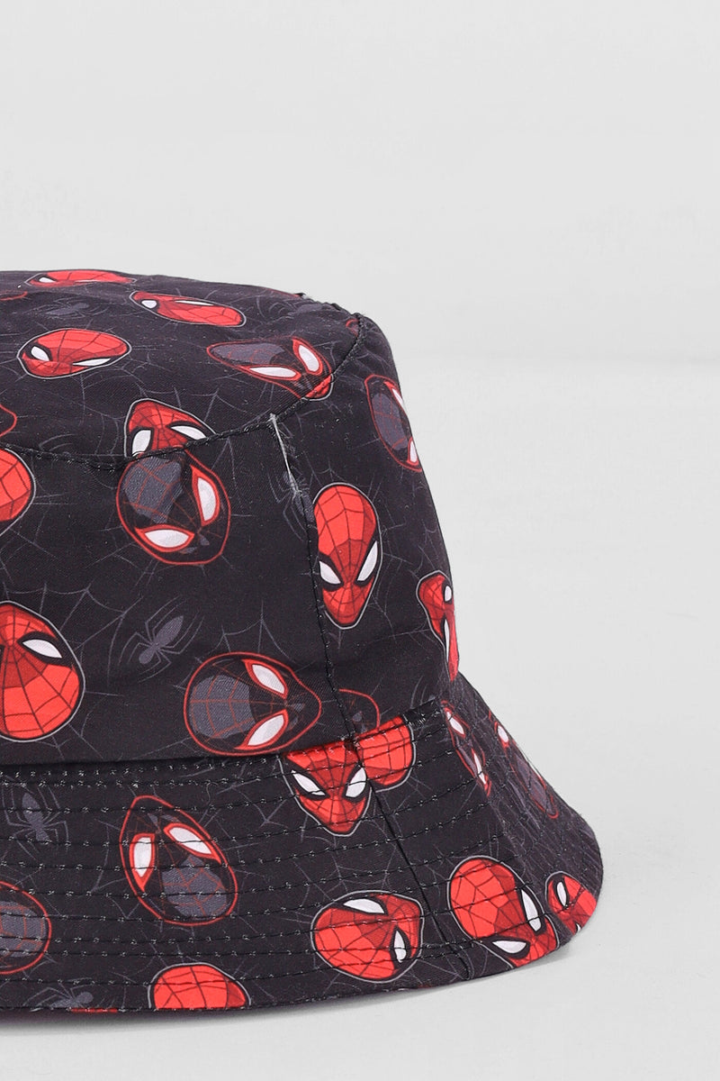 Pre-Boys Spiderman Bucket Hat - Black