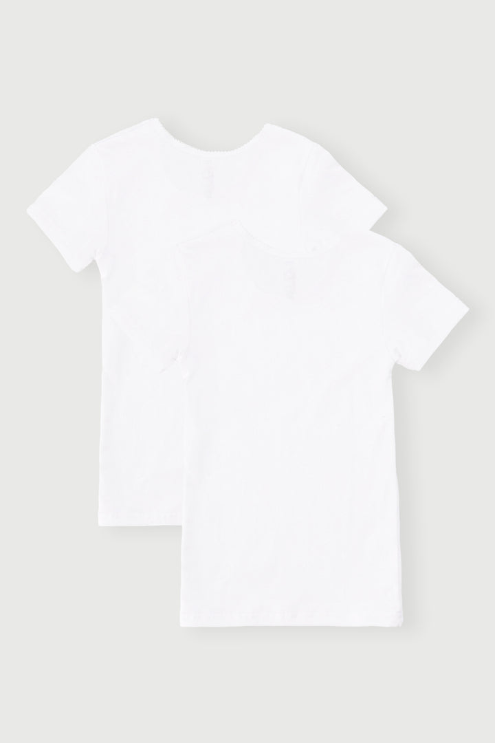 Pre-Girls 2 Pack Short Sleeve Cotton Vest - White