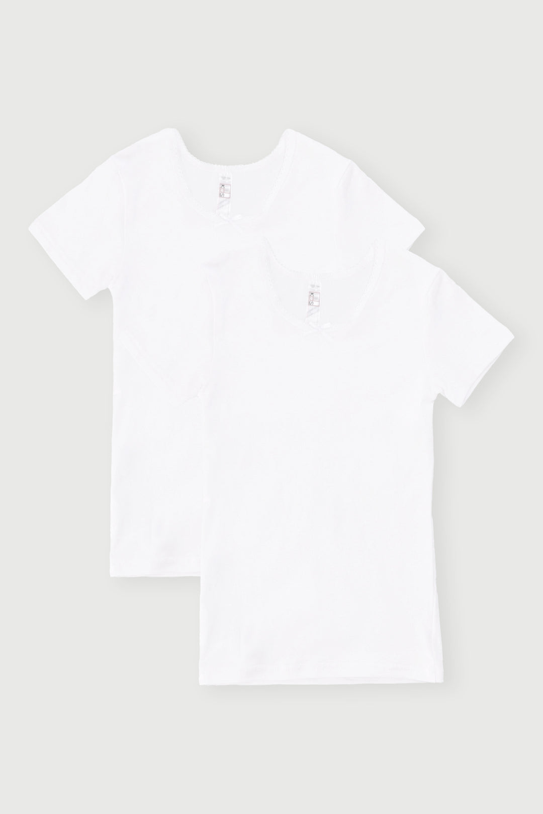 Pre-Girls 2 Pack Short Sleeve Cotton Vest - White