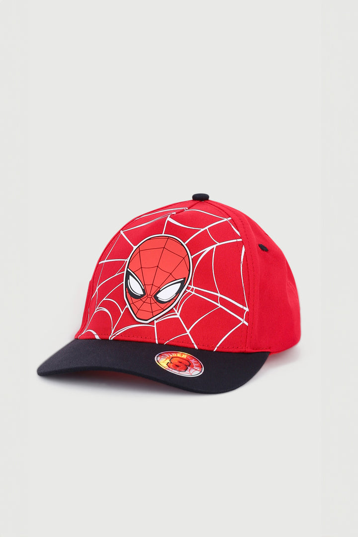 Pre-Boys Spiderman Peak Cap - Red