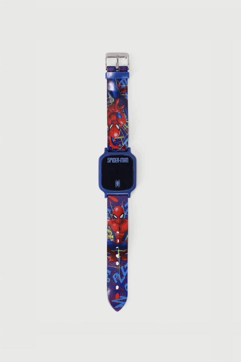 Pre-Boys Spiderman Led Watch - Blue