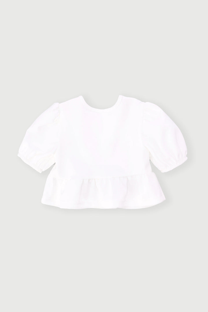 Pre-Girls Peplum Bow Top - Cream