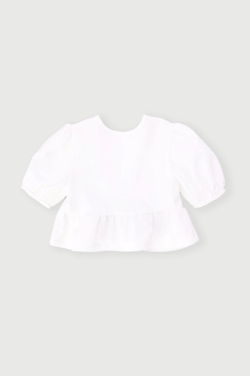 Pre-Girls Peplum Bow Top - Cream