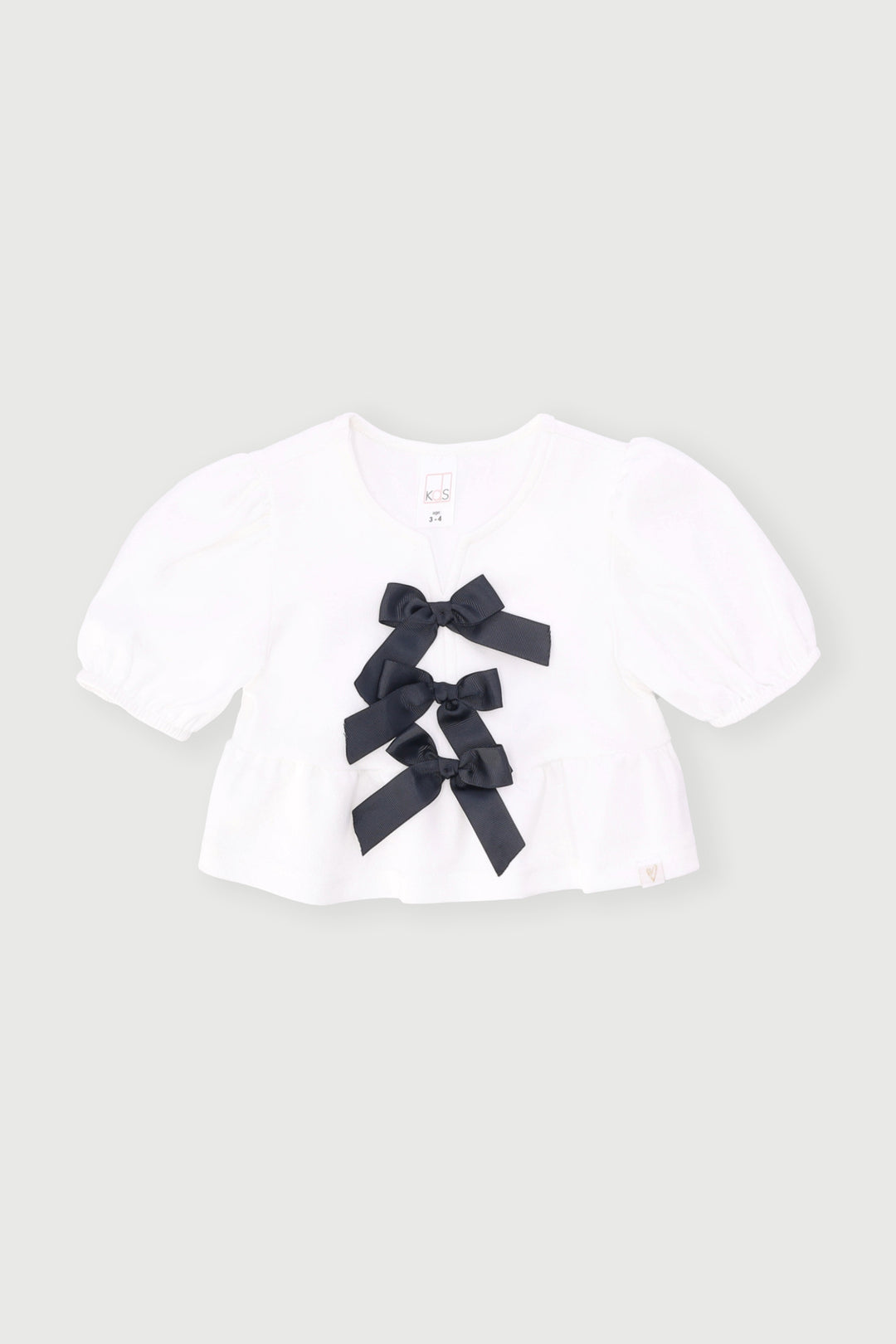 Pre-Girls Peplum Bow Top - Cream
