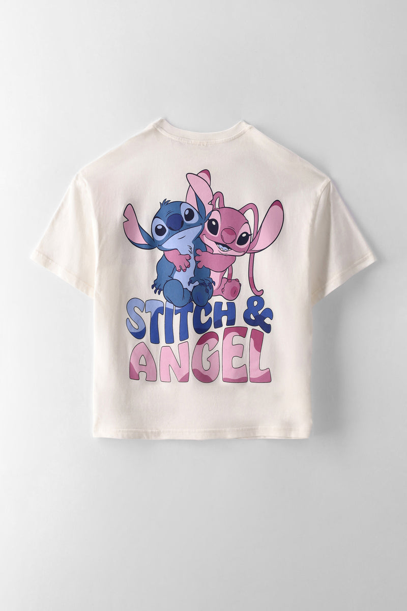 Girls Lilo & Stitch Sketch Oversized Tee - Off White