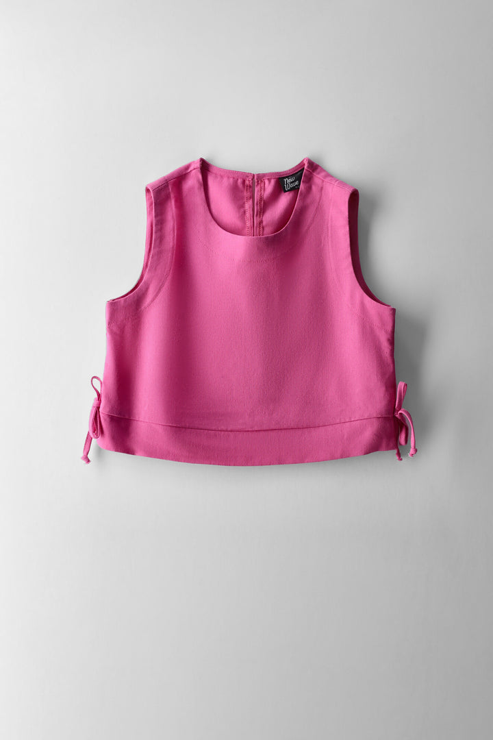 Girls Linen Top - Pink