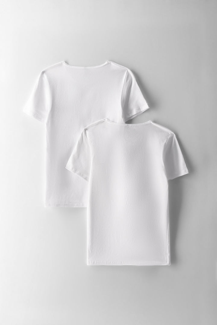 Girls 2 Pack Short Sleeve Cotton Vest - White