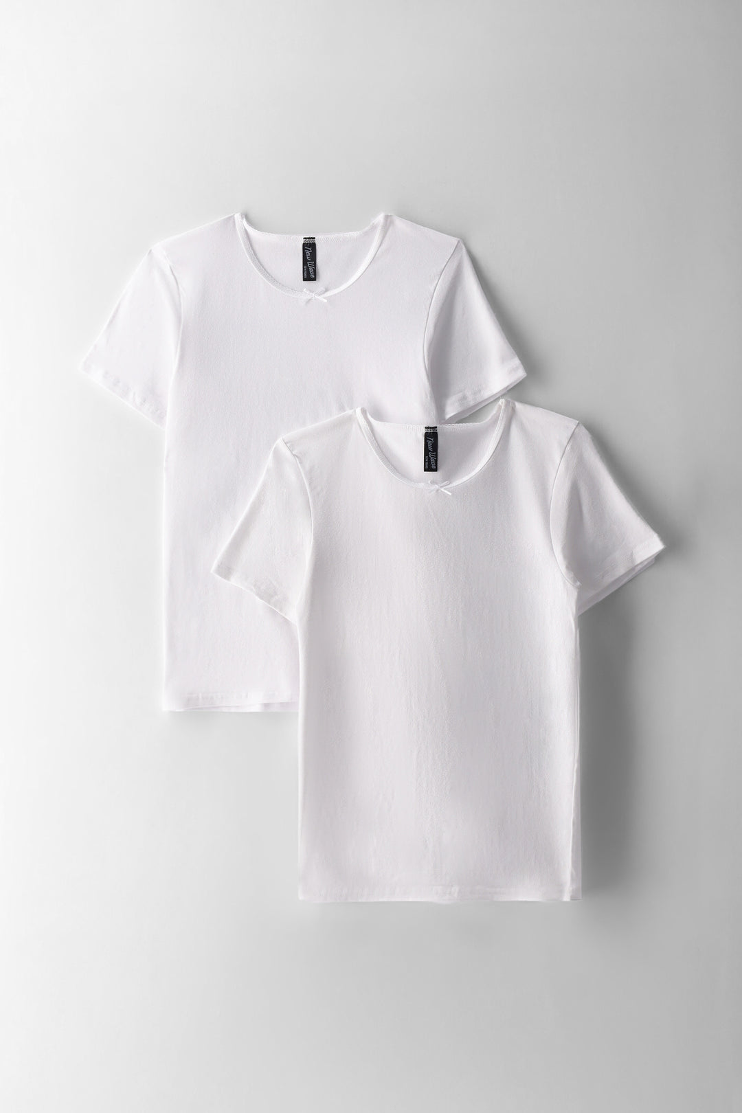 Girls 2 Pack Short Sleeve Cotton Vest - White