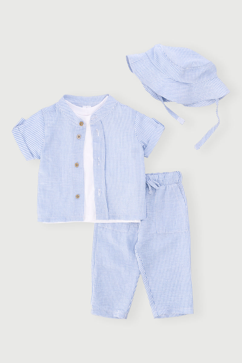 Baby Boys 4 Piece Occasion Set - Light Blue
