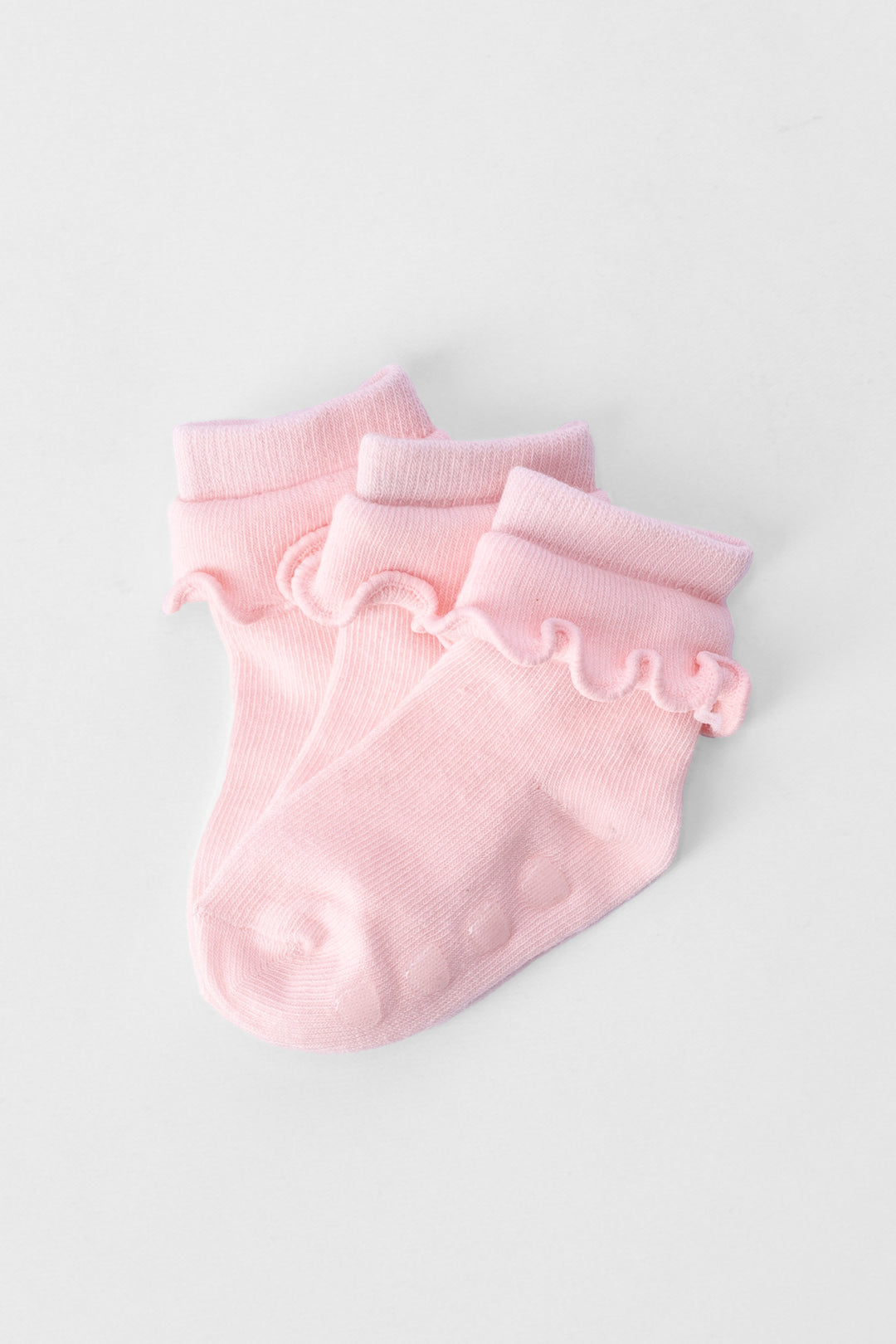Baby Girls 3 Pack Cotton Frills Socks - Light Pink