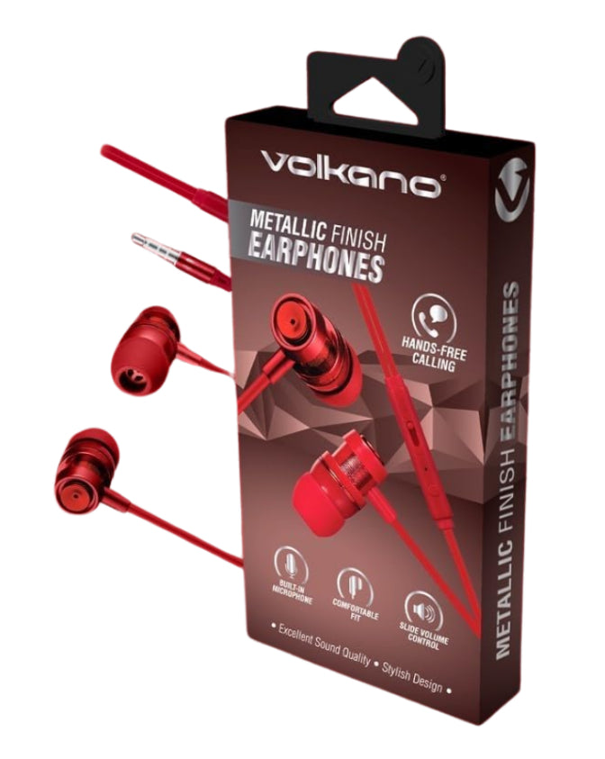 Alloy Series Metal Earphones with Mic Red