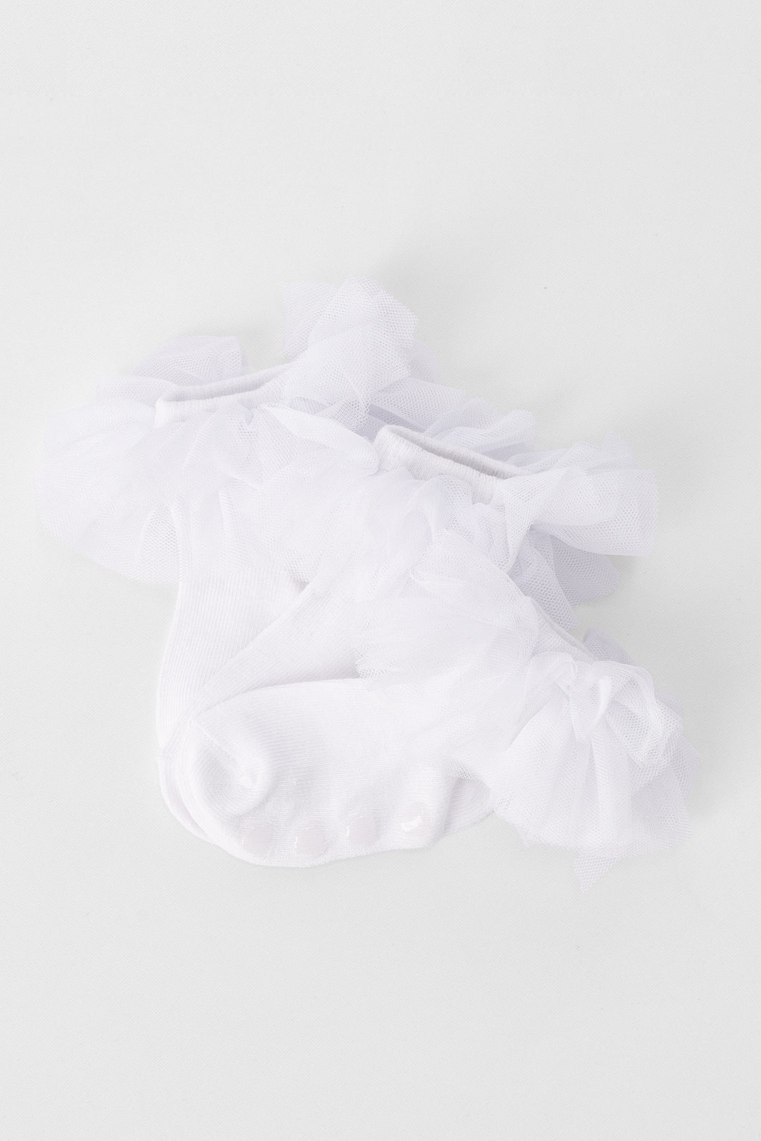Baby Girls 3 Pack Tulle Ruffle Socks - Cream