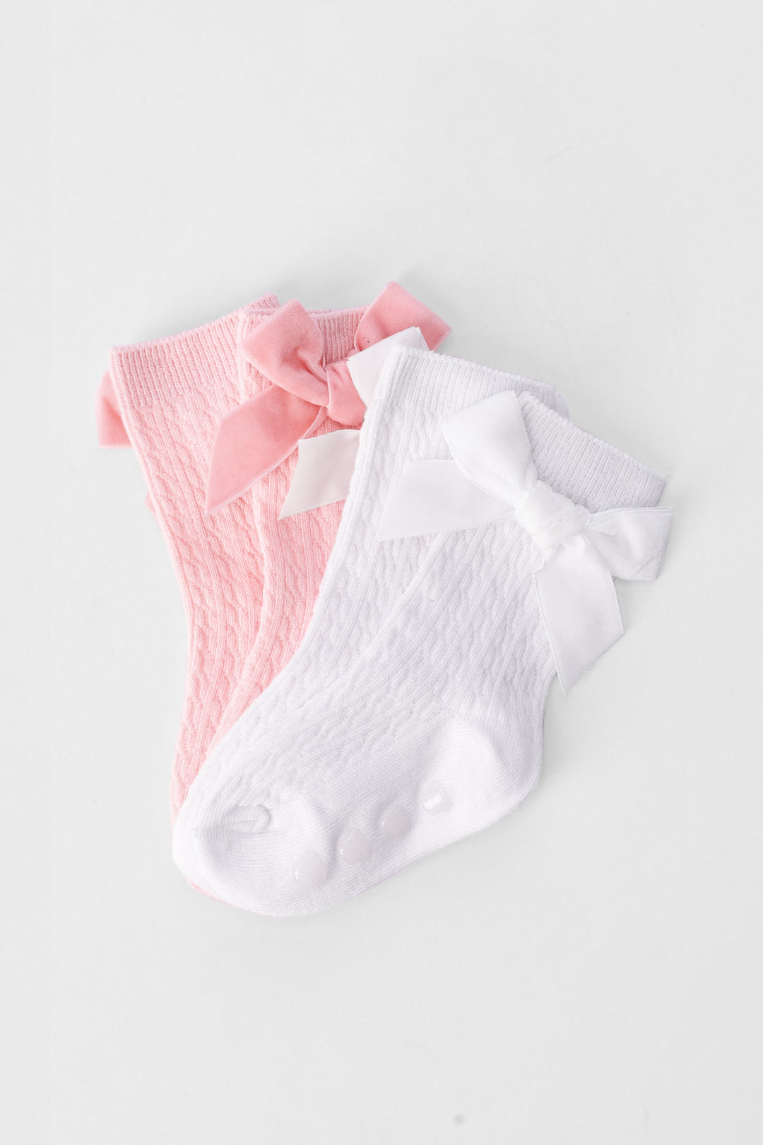 Baby Girls 2 Pack Velour Bow Knee High Socks - Multi