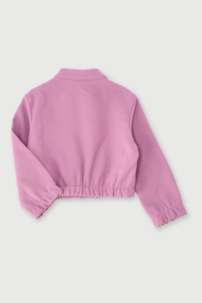 Pre-Girls Melton Bomber Jacket - Pink