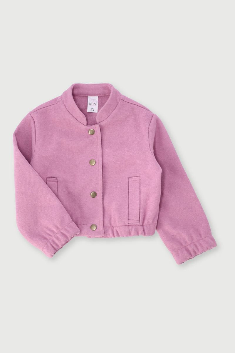 Pre-Girls Melton Bomber Jacket - Pink