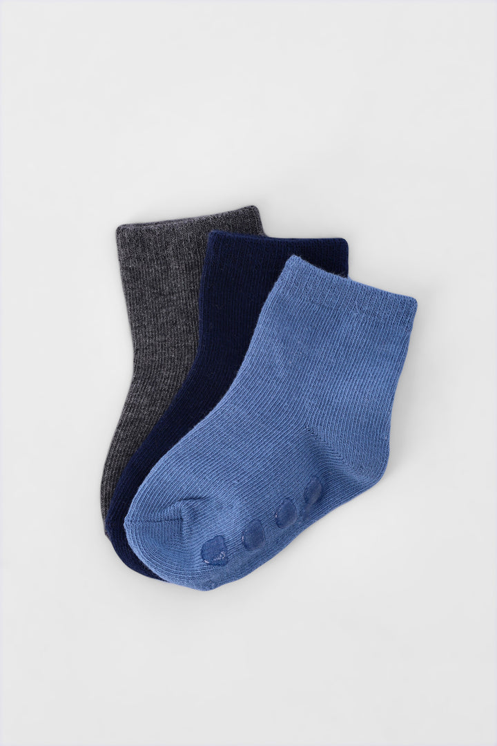 Baby Boys 3 Pack Plain Cotton Socks - Olive