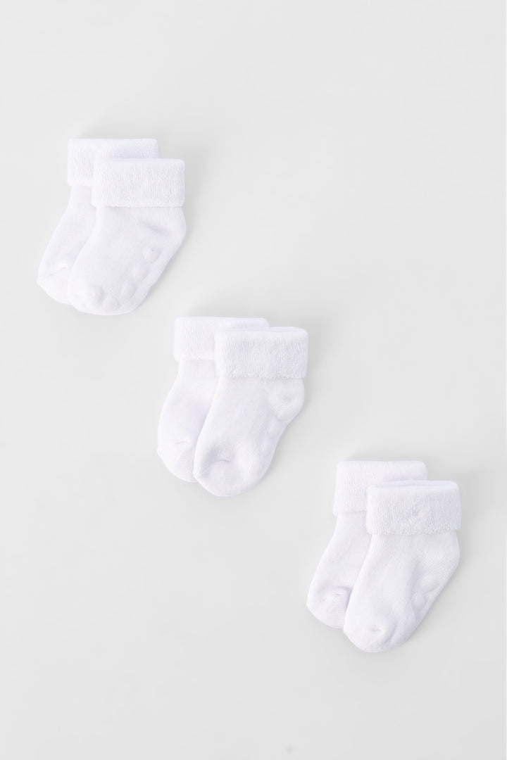 Baby Boys 3 Pack Plain Towelling Socks - Cream