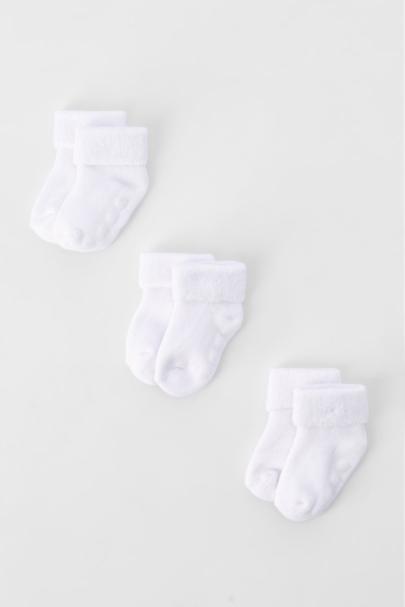 Baby Boys 3 Pack Plain Towelling Socks - Cream