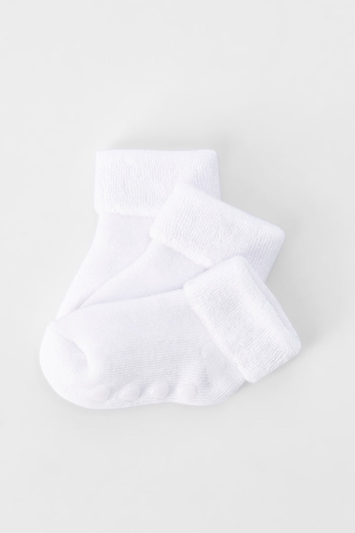 Baby Boys 3 Pack Plain Towelling Socks - Cream